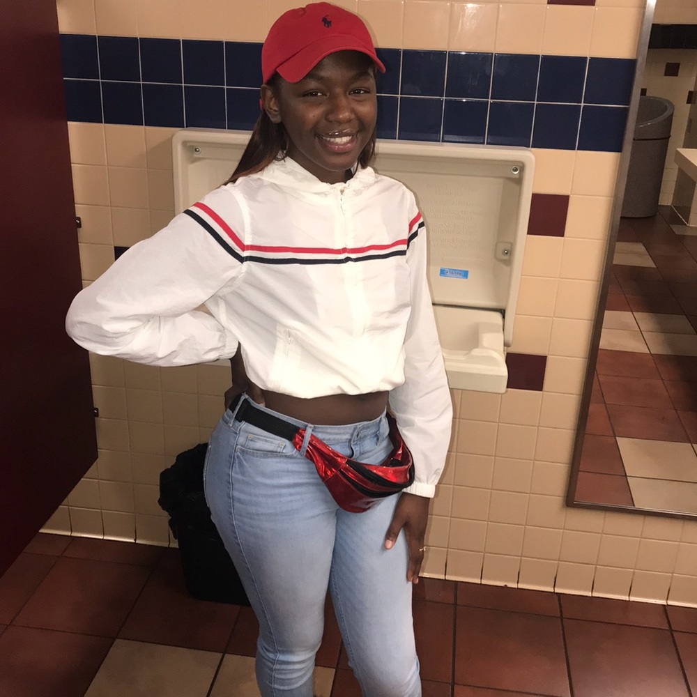 White Red & Blue Stripped Jacket. - Picture 1 of 1